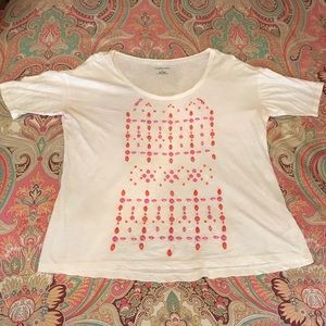 Used G.H. Bass Co. Embellished Cream Tee, Sz. L